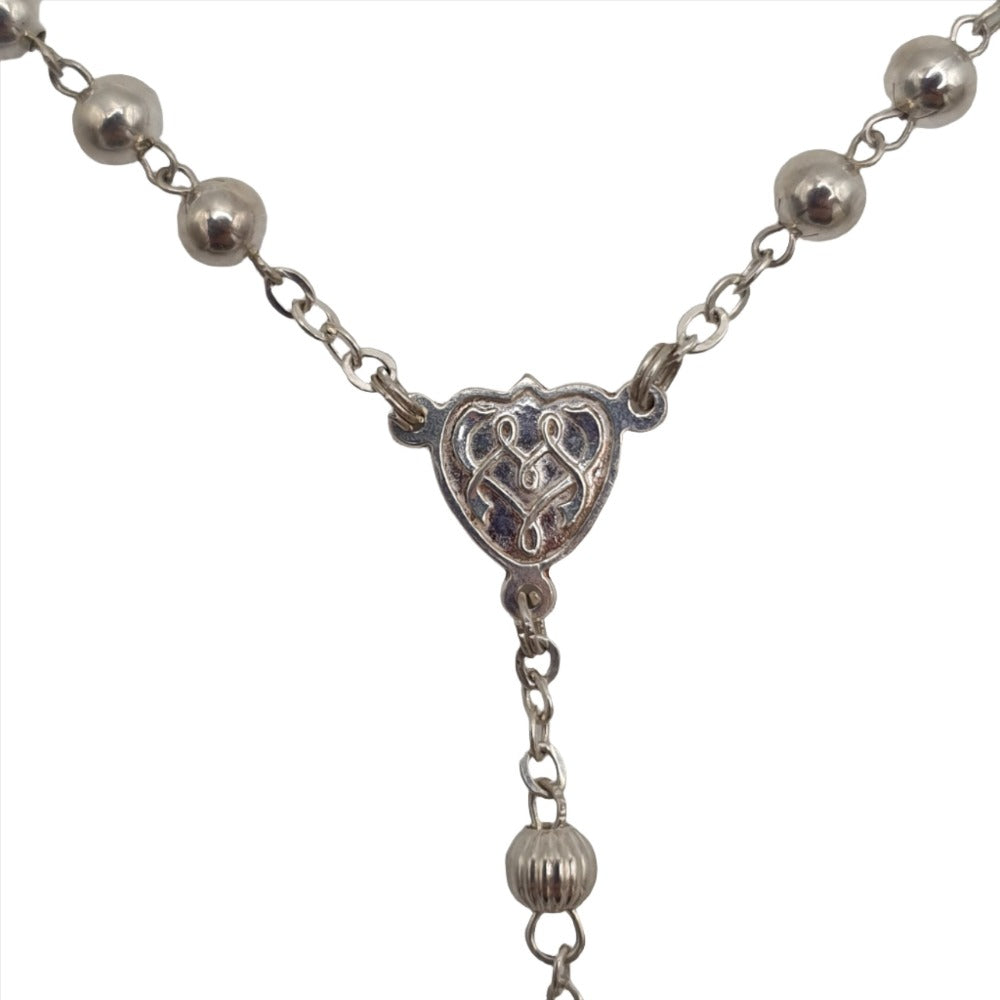 Sterling Silver Rosary with Heart-Shaped Centrepiece