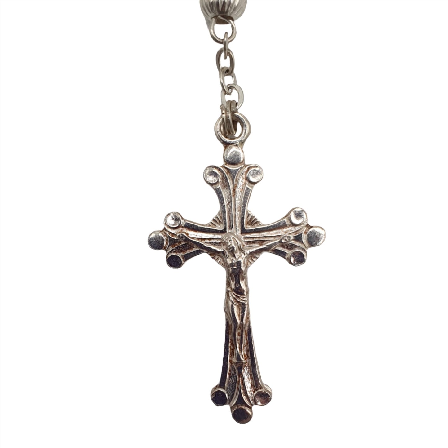 Sterling Silver Rosary with Heart-Shaped Centrepiece