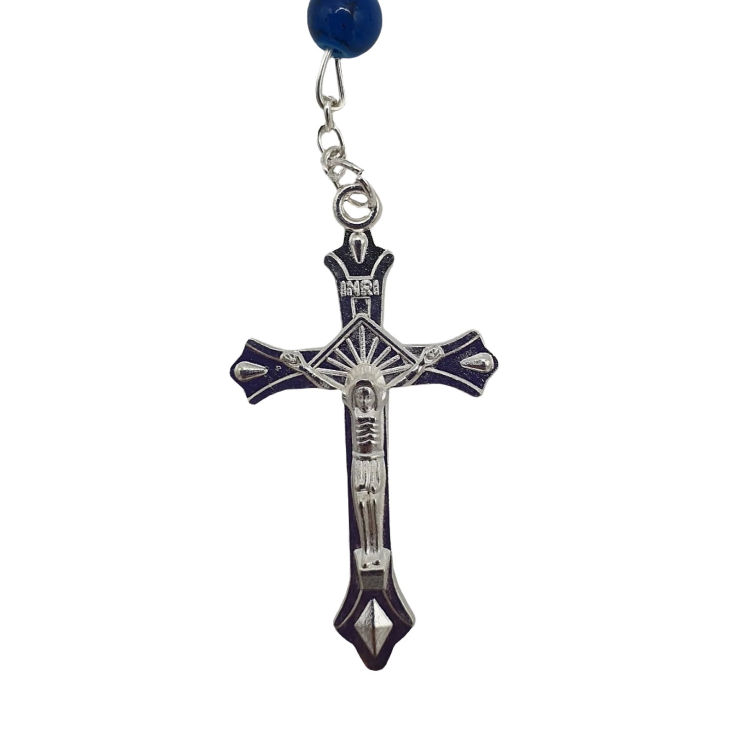 Carlo Acutis Blue Glass Bead Rosary