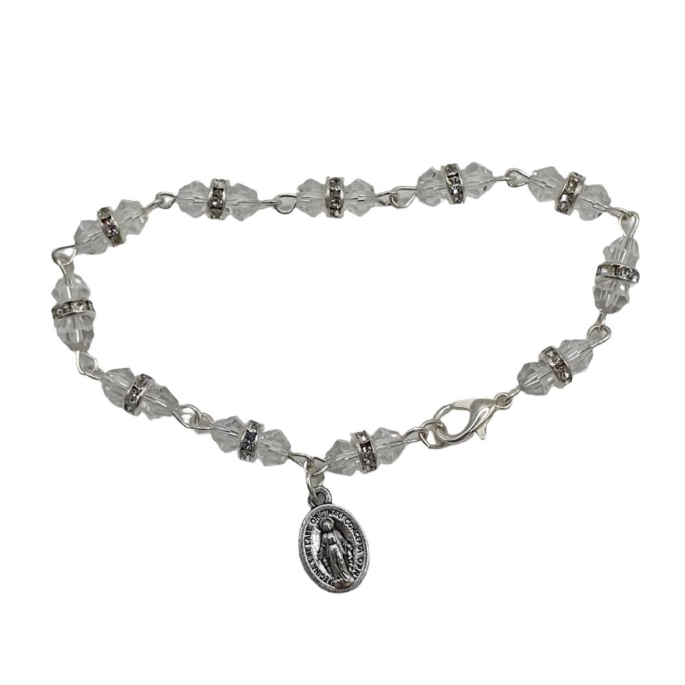 Clear Crystal Rosary Bracelet