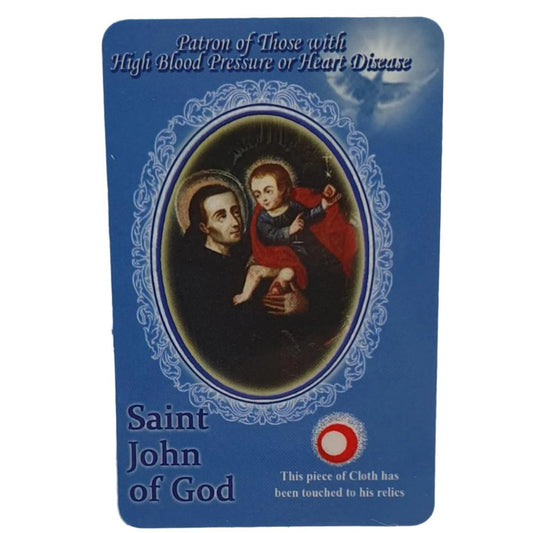 Saint John of God Relic Prayer Card