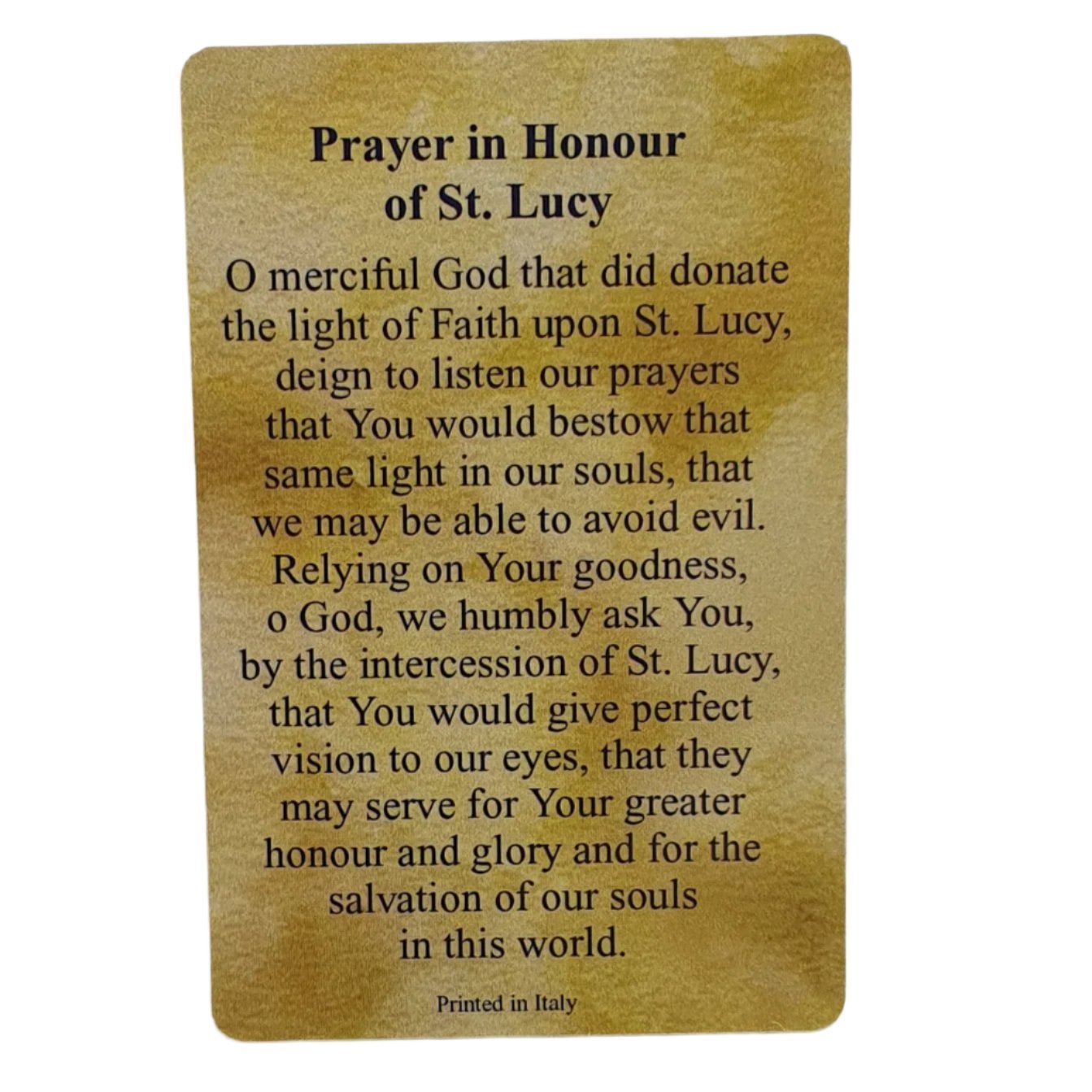 Saint Lucy Relic Prayer Card