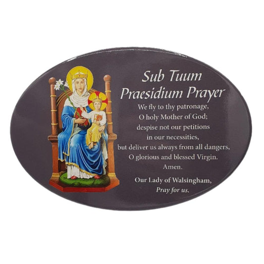 Our Lady of Walsingham Plaque with Sub Tuum Praesidium Prayer