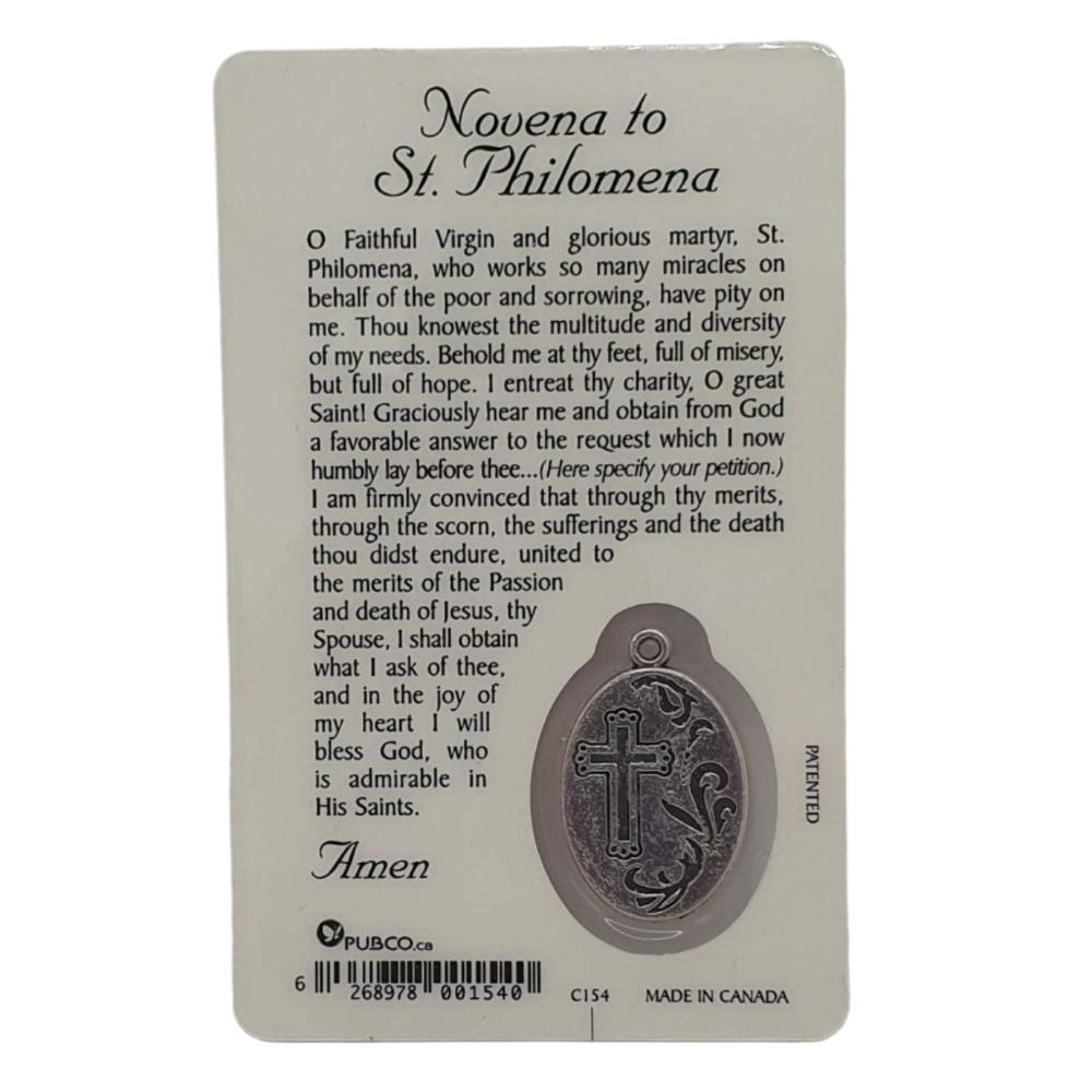 Novena to Saint Philomena Medal Card