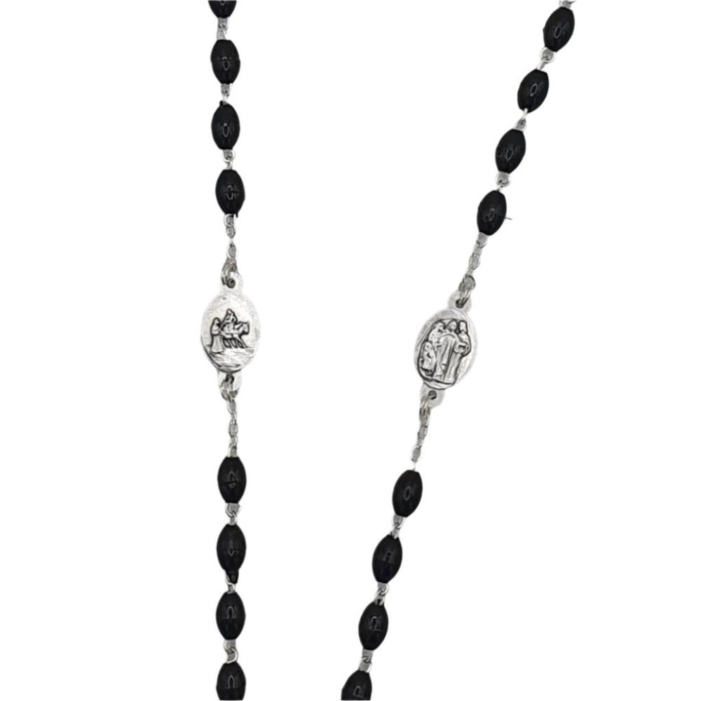 Black Seven Sorrows Rosary with Medal Representations of Mary’s Sorrows