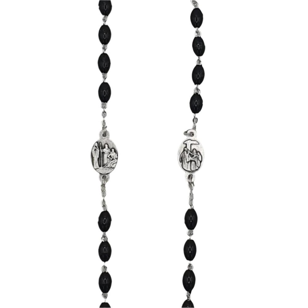 Black Seven Sorrows Rosary with Medal Representations of Mary’s Sorrows