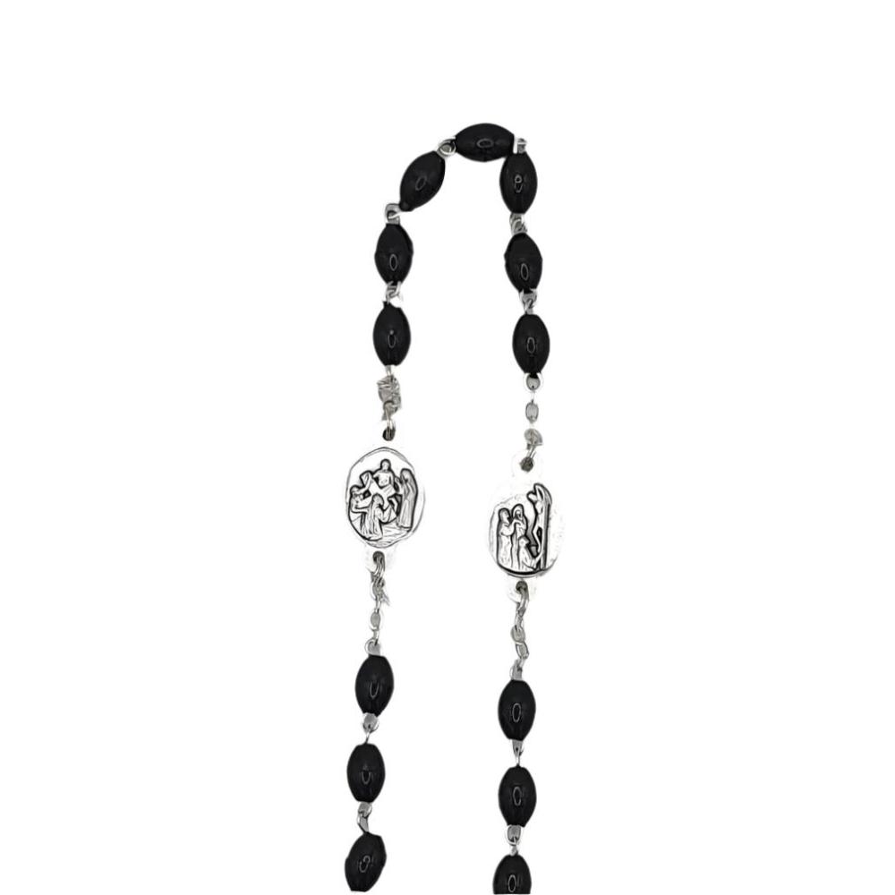 Black Seven Sorrows Rosary with Medal Representations of Mary’s Sorrows