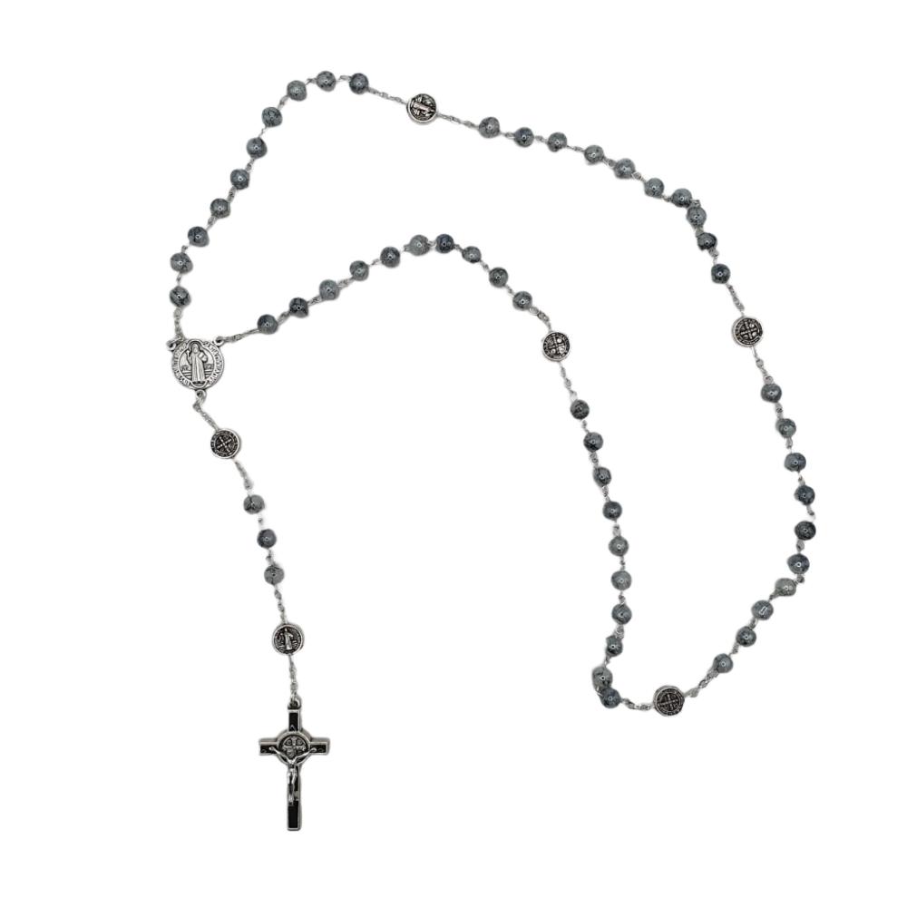 St. Benedict Rosary with Stone Beads and St. Benedict Crucifix