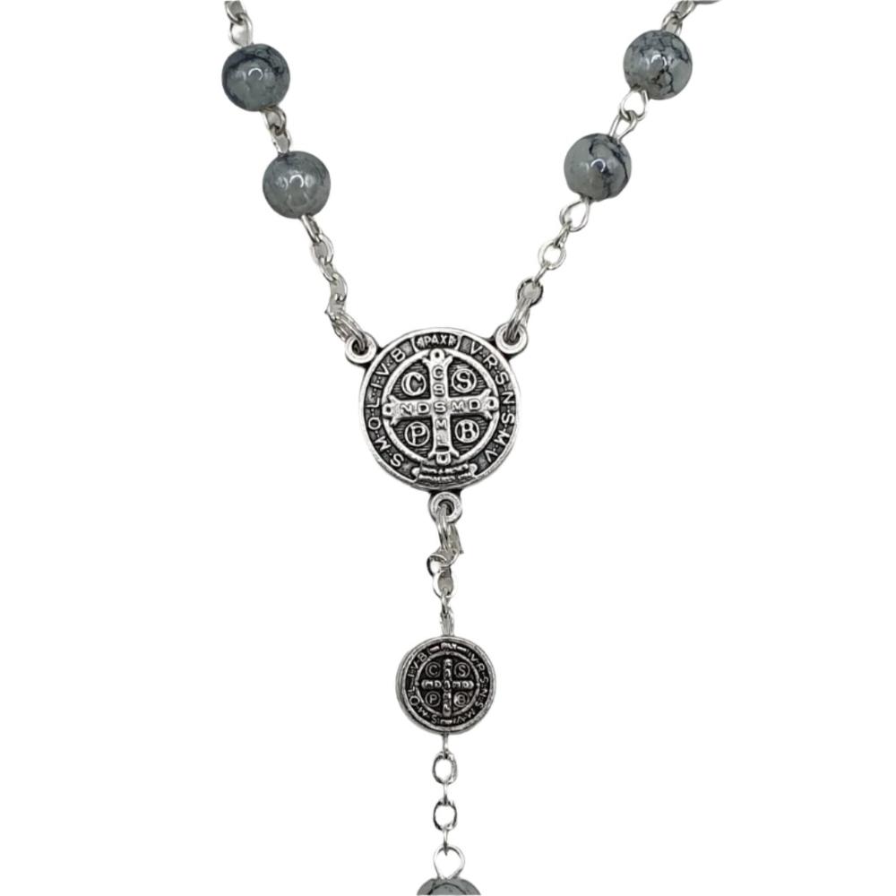 St. Benedict Rosary with Stone Beads and St. Benedict Crucifix