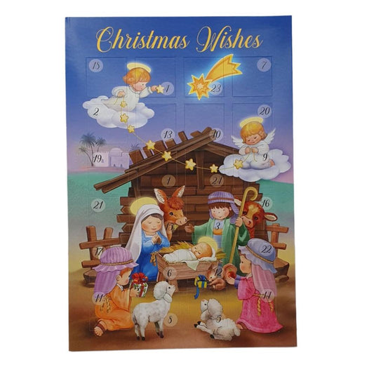 Christmas Wishes Advent Calendar Christmas Card with Easel Stand and Red Envelope