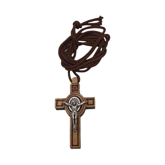 1.75" Olive Wood St. Benedict Crucifix on 32" Cord