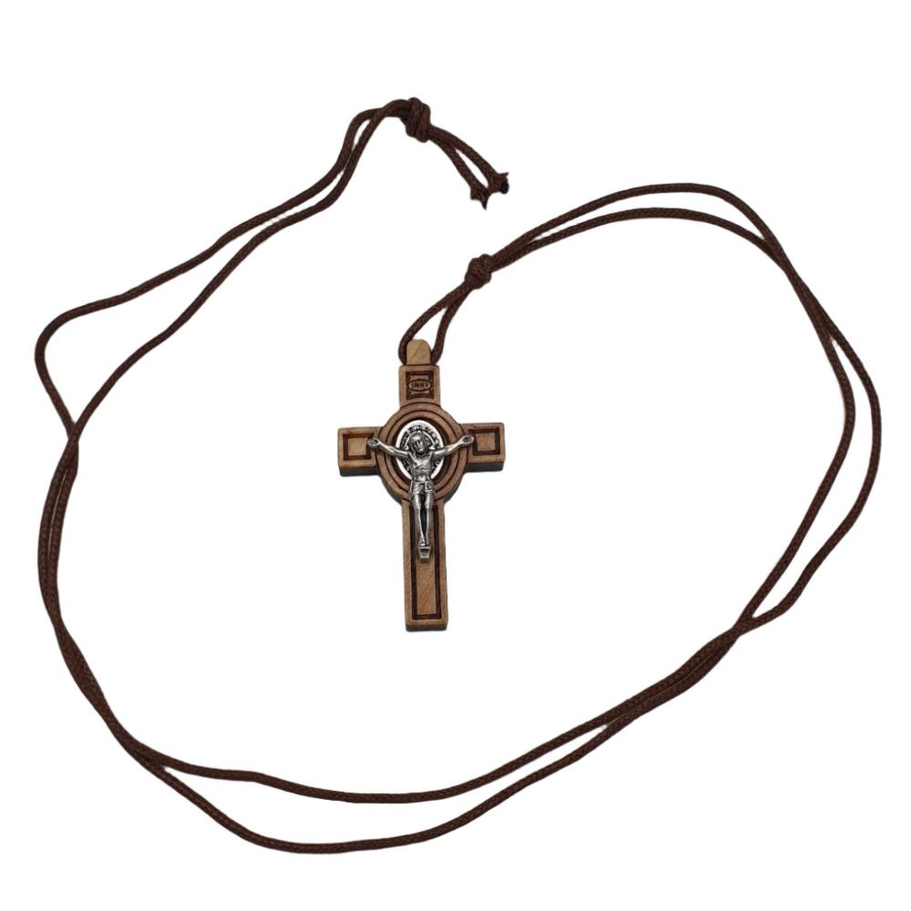 1.75" Olive Wood St. Benedict Crucifix on 32" Cord