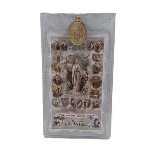 Mysteries of the Holy Rosary Medal & Prayer Card – Complete Guide to Rosary Prayers