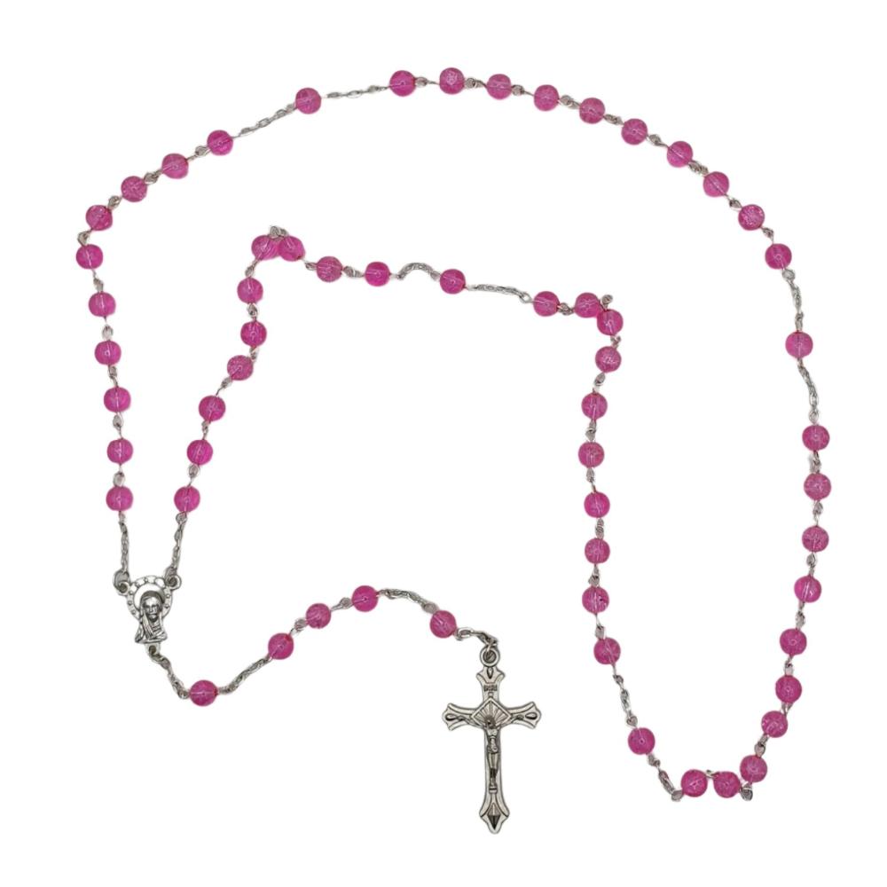 Basic Glass Marian Rosary - Pink