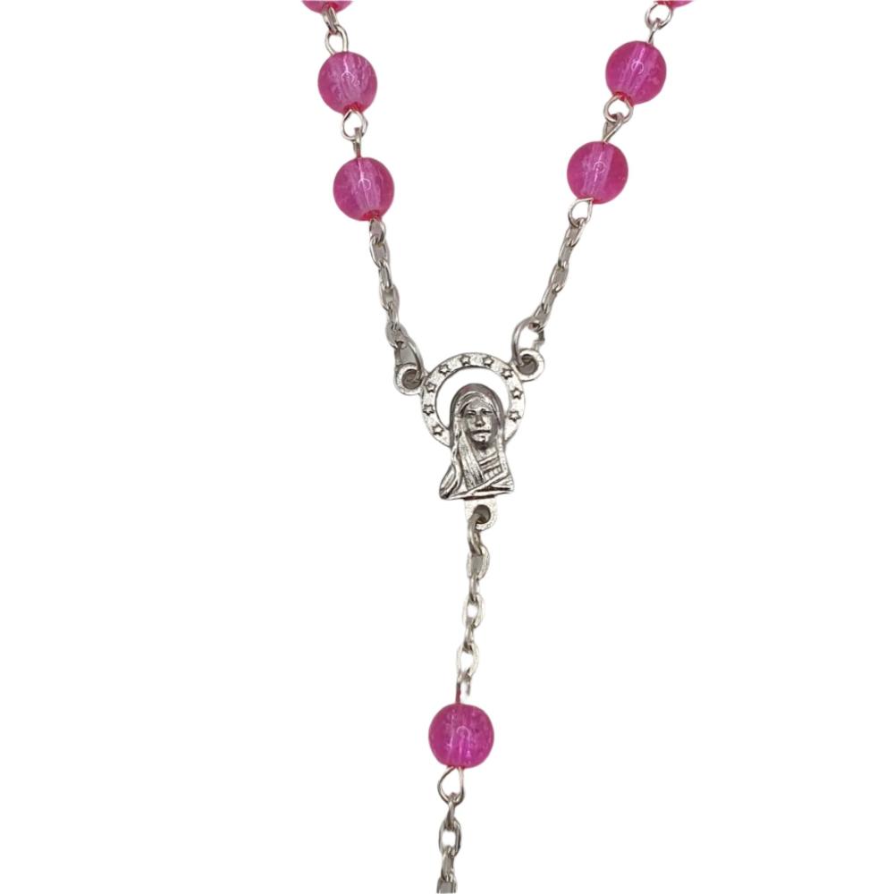 Basic Glass Marian Rosary - Pink