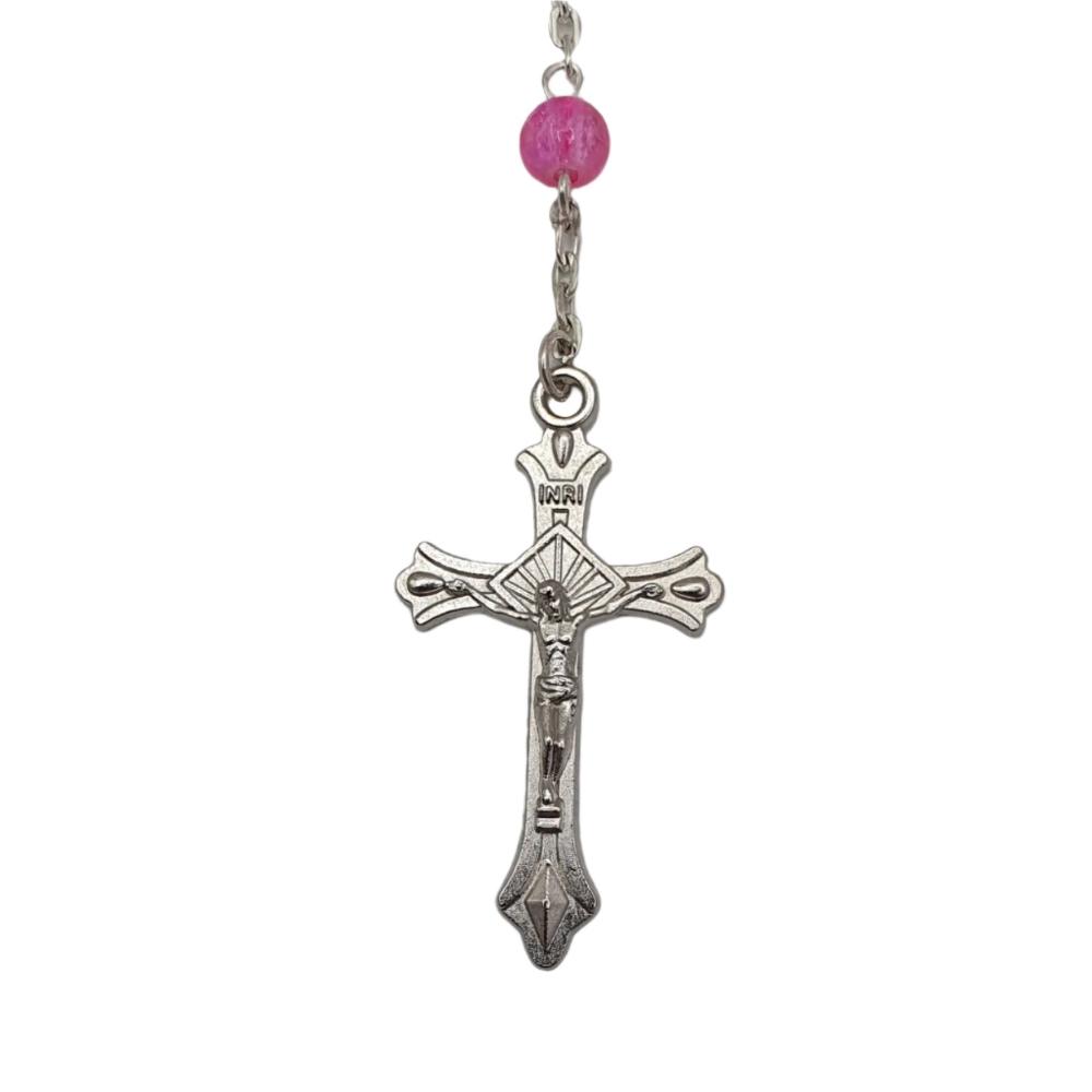 Basic Glass Marian Rosary - Pink