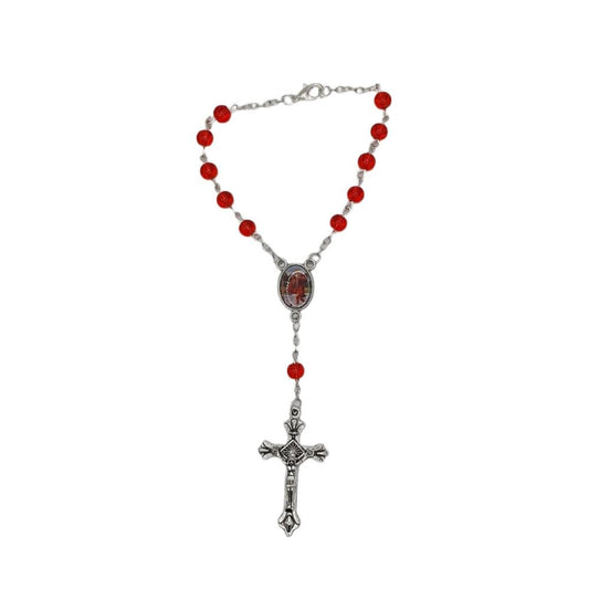 Single Decade Glass Ruby Car Rosary