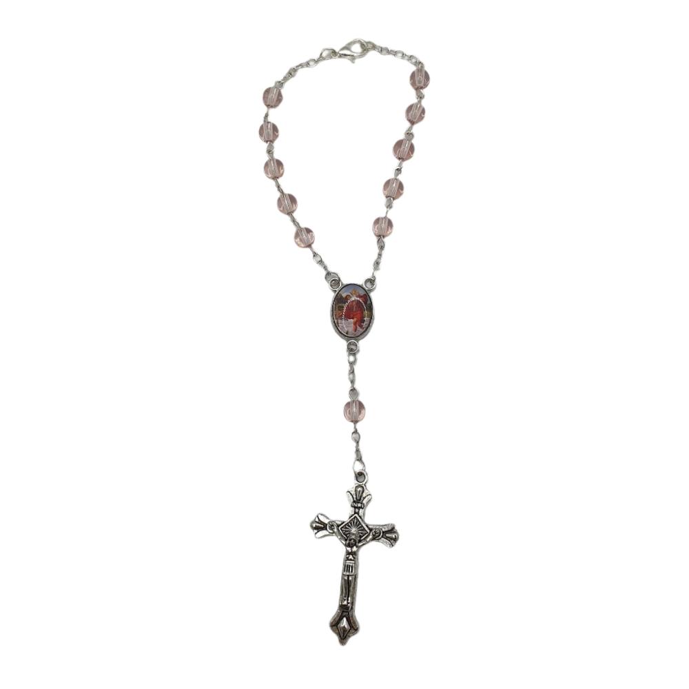 Pink Glass Car Rosary