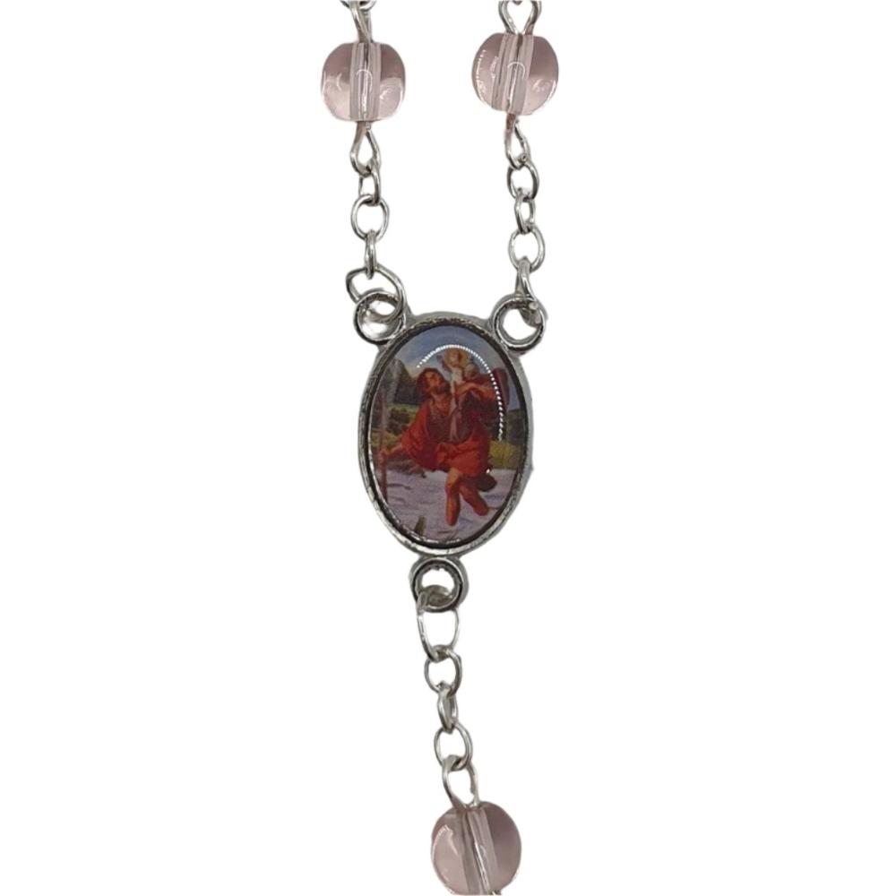 Pink Glass Car Rosary