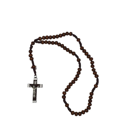 Traditional Brown Wood Corded Rosary