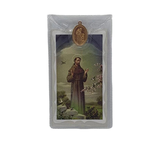 St Francis of Assisi Prayer Card and Medal Set