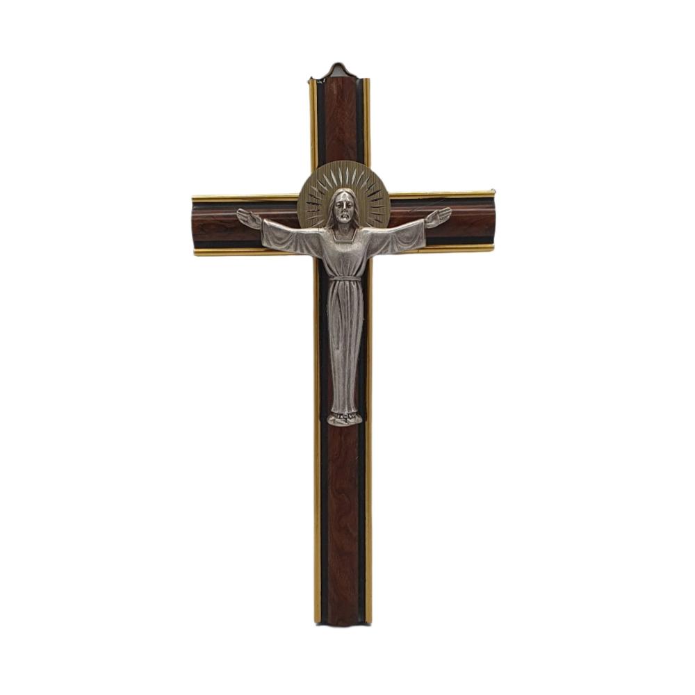 8" Risen Christ Wood and Metal Crucifix