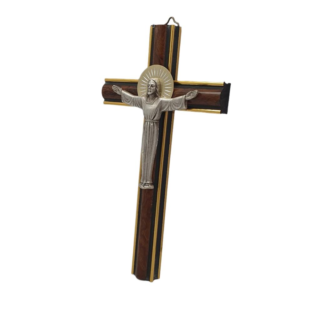 8" Risen Christ Wood and Metal Crucifix