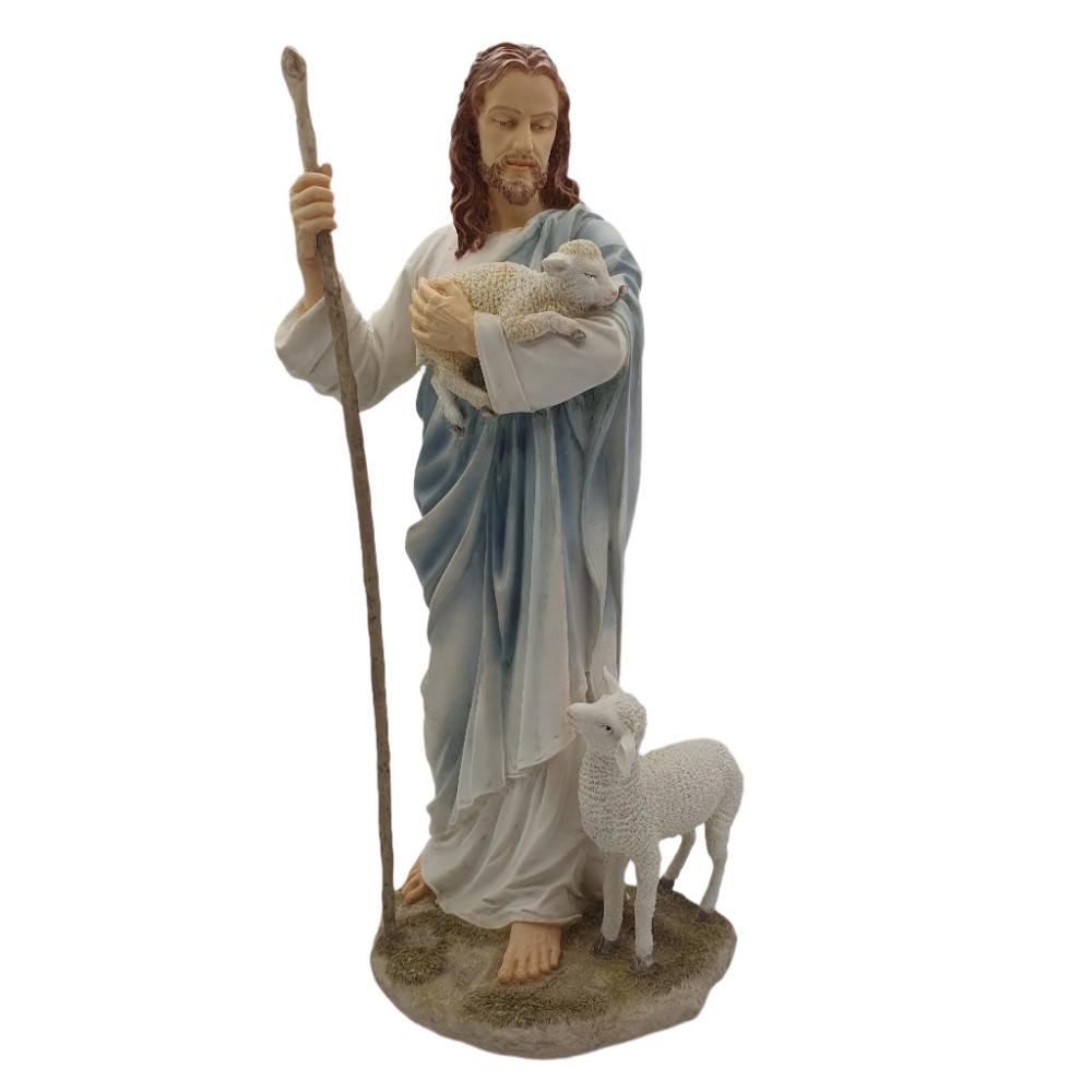 11" Veronese Hand-Painted Good Shepherd Statue