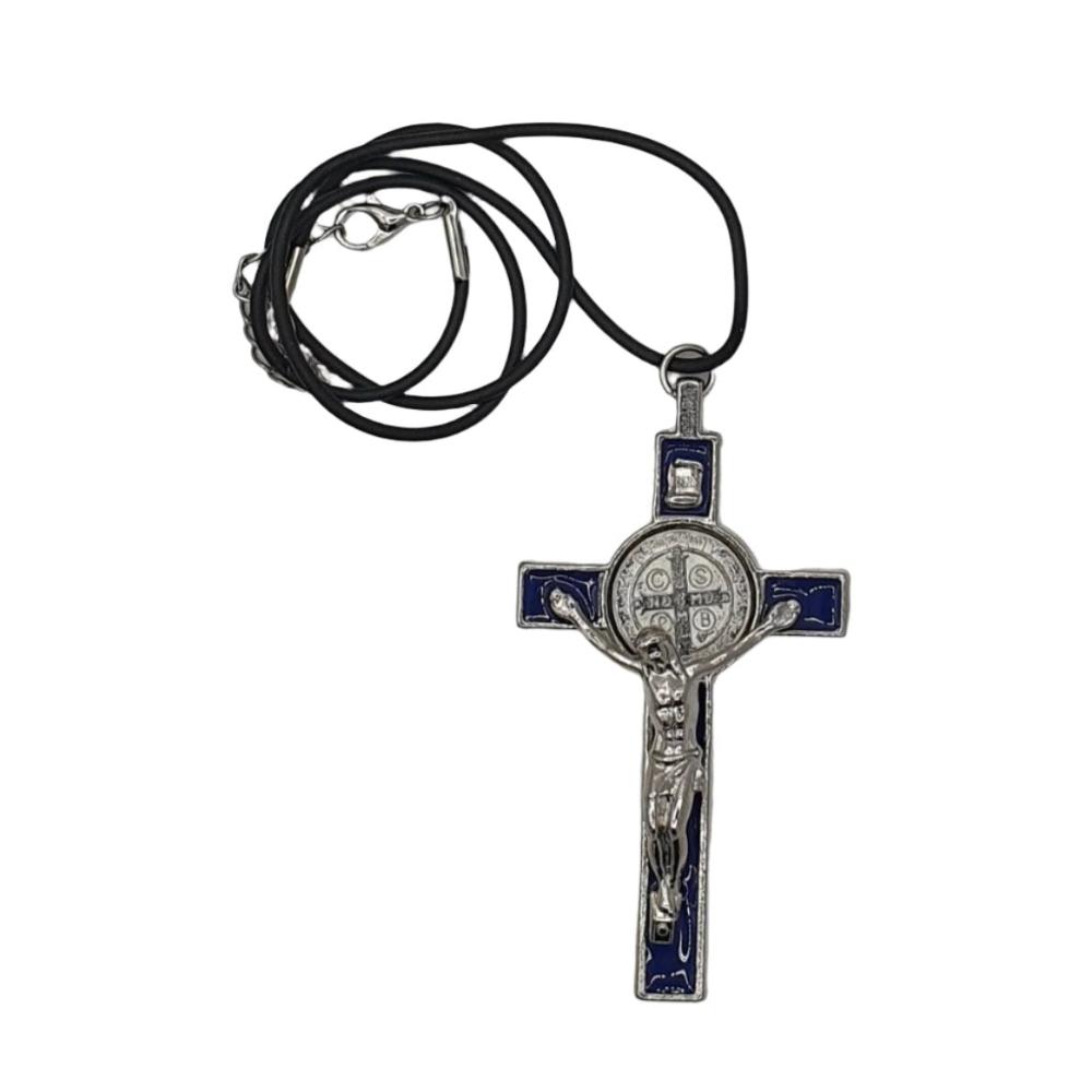 Metal and Blue Enamel St. Benedict Crucifix – 3 Inch