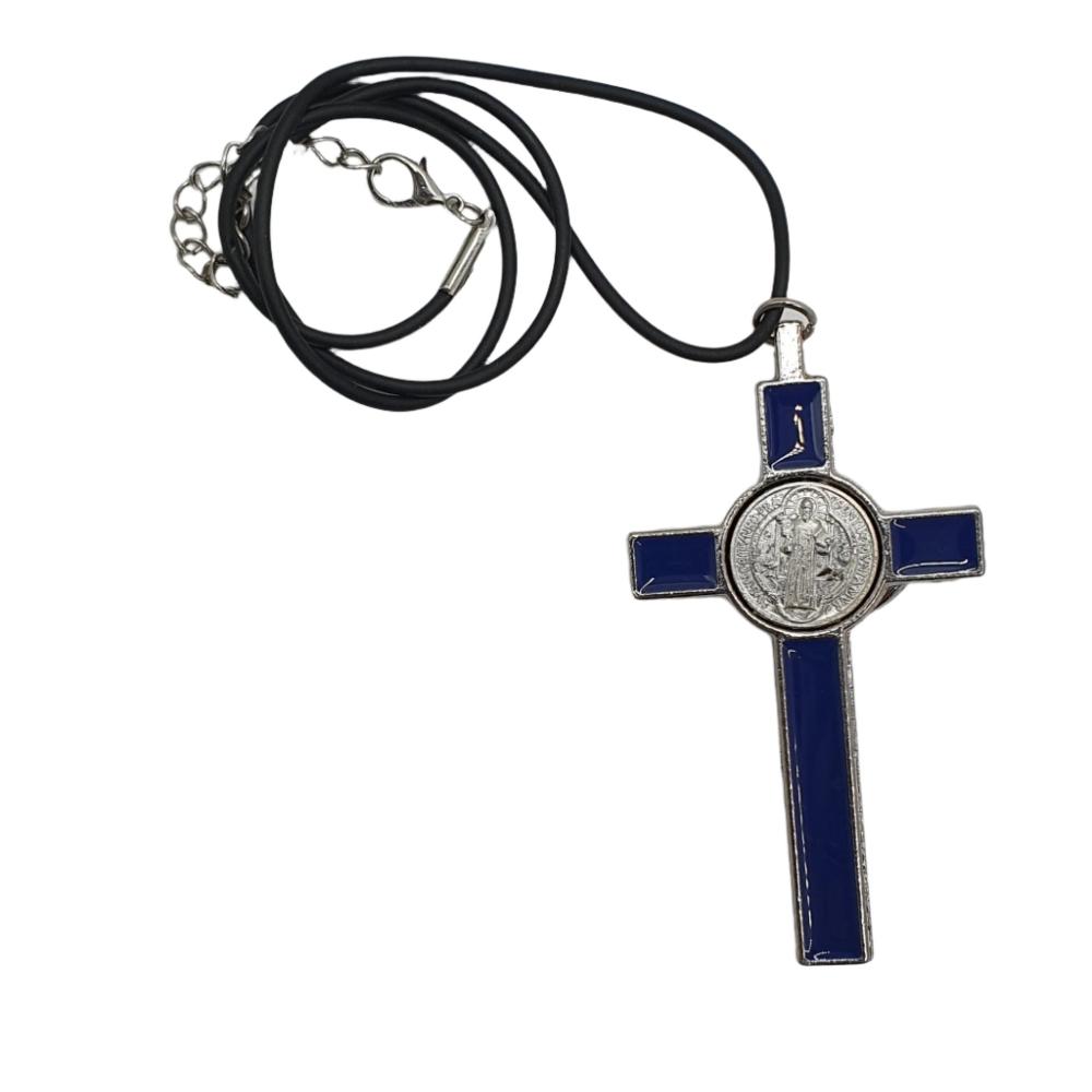 Metal and Blue Enamel St. Benedict Crucifix – 3 Inch