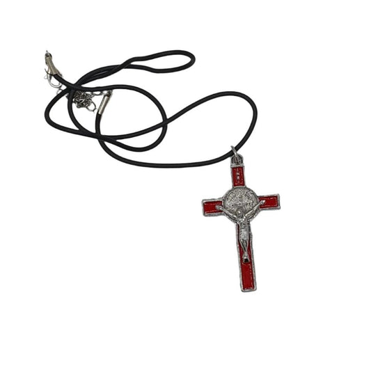 Metal and Red Enamel St. Benedict Crucifix – 2 Inch