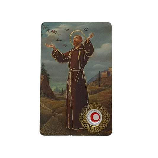 St Francis of Assisi Prayer Card with Relic