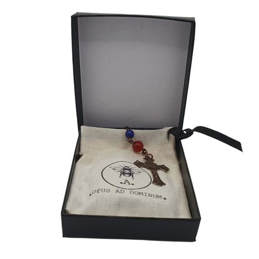 Handmade Lapis Lazuli & Carnelian Five-Decade Rosary – Unique Artisan Design