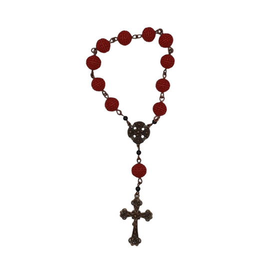 Handmade Cinnabar & Onyx Single-Decade Rosary
