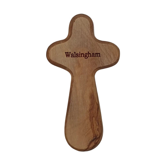 Walsingham Olive Wood Holding Cross 10.5cm