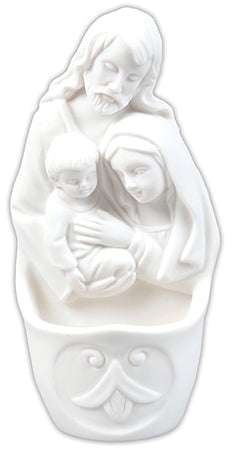 Holy Family Holy Water Font - White Resin 13cm High