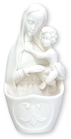 5" White Resin Madonna and Child Font